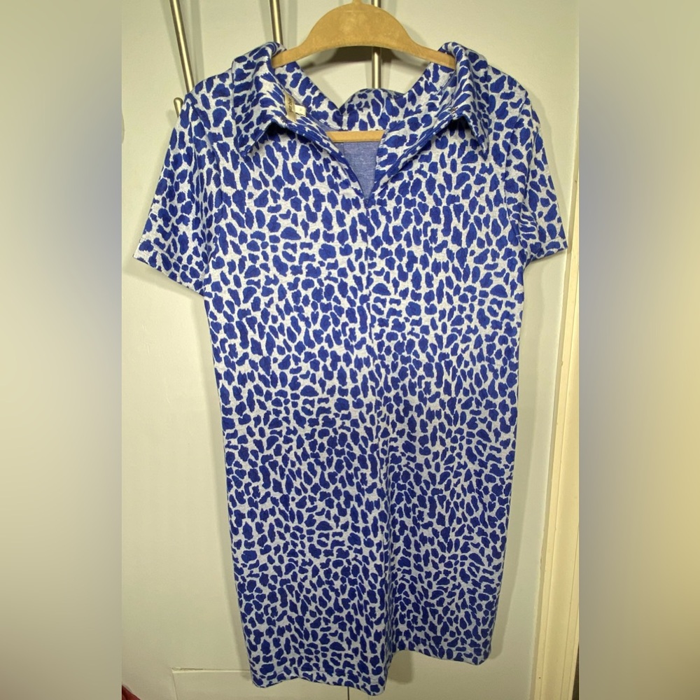Tyler Boe Blue and White Leopard Print Dress